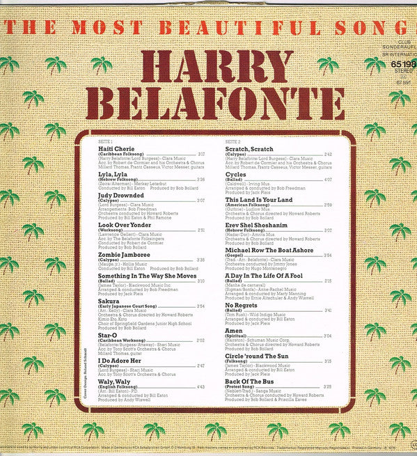 Harry Belafonte : The Most Beautiful Songs (LP, Comp, Club)