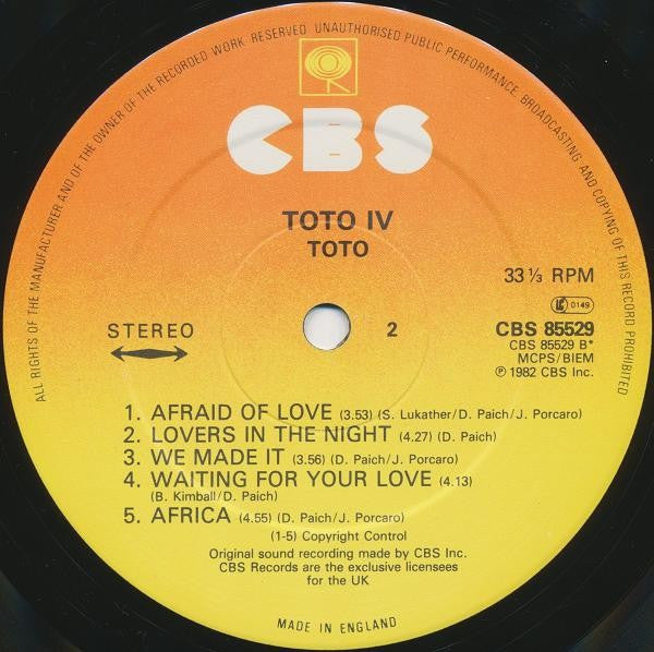 Toto : Toto IV (LP, Album)