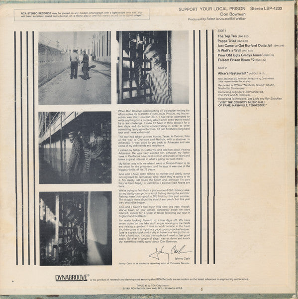 Don Bowman : Support Your Local Prison (LP, Album)
