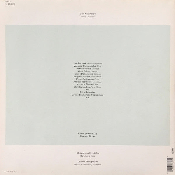 Eleni Karaindrou : Music For Films (LP, Album, Comp)