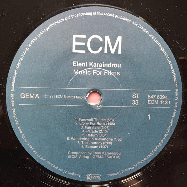 Eleni Karaindrou : Music For Films (LP, Album, Comp)