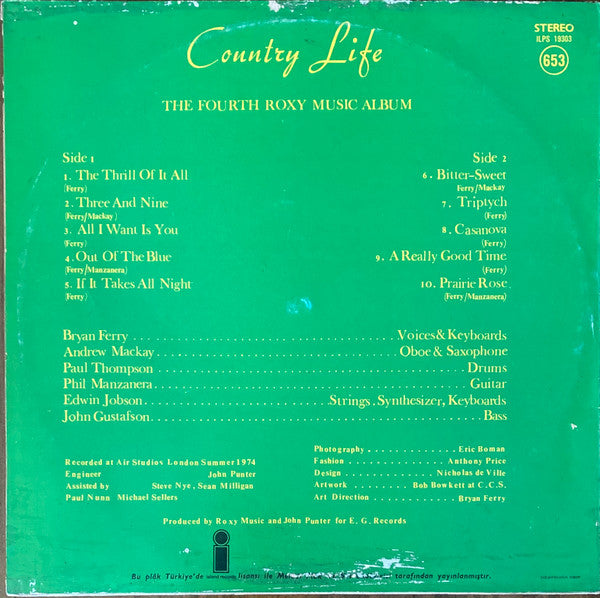 Roxy Music : Country Life (LP, Album)