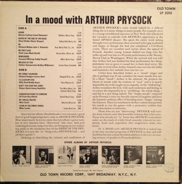 Arthur Prysock : In A Mood With (LP, Album)