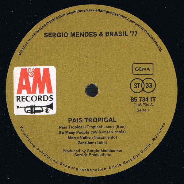 Sergio Mendes & Brasil '77* : País Tropical (LP, Album, Fli)