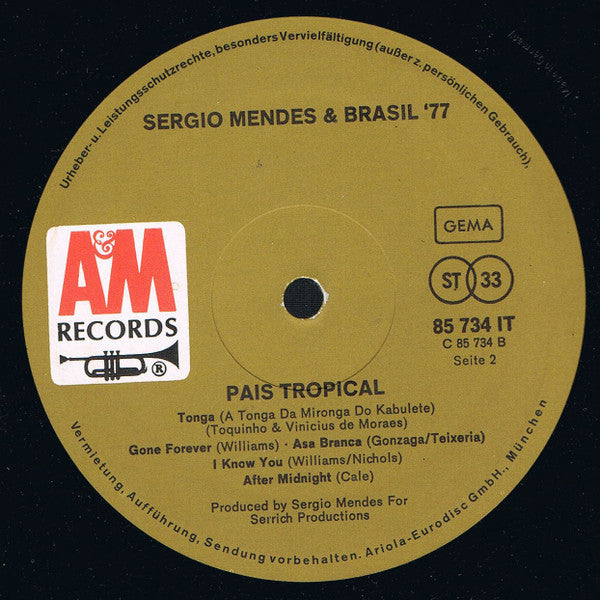 Sergio Mendes & Brasil '77* : País Tropical (LP, Album, Fli)