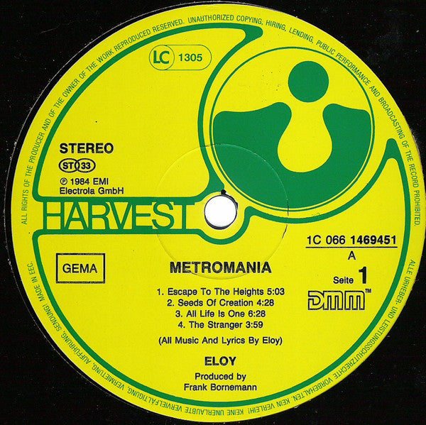 Eloy : Metromania (LP, Album)