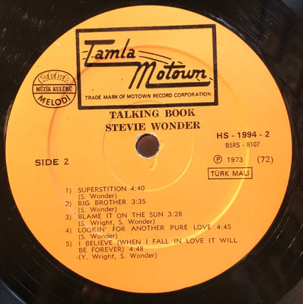 Stevie Wonder : Talking Book (LP, Album, Club)