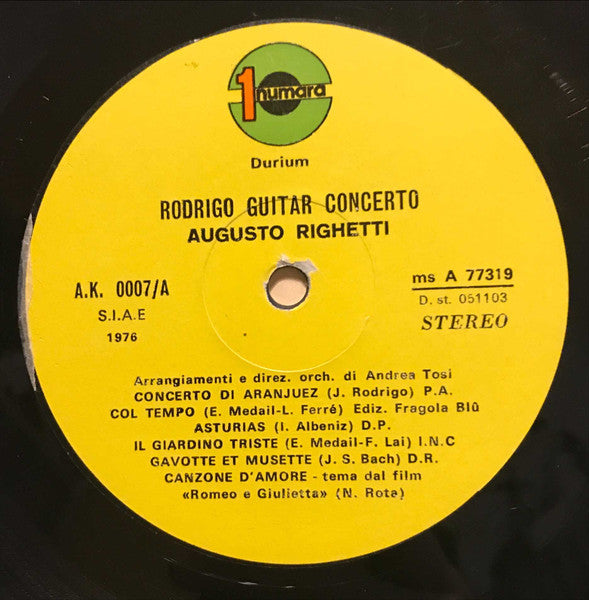 Augusto Righetti : Rodrigo Guitar Concerto (LP, Album)