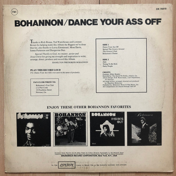 Hamilton Bohannon : Dance Your Ass Off (LP, Album)