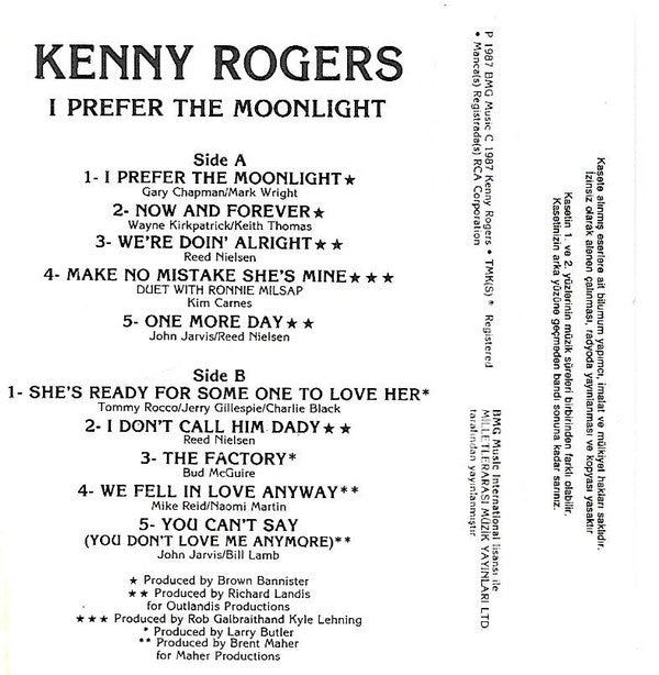 Kenny Rogers : I Prefer The Moonlight (Cass, Album)