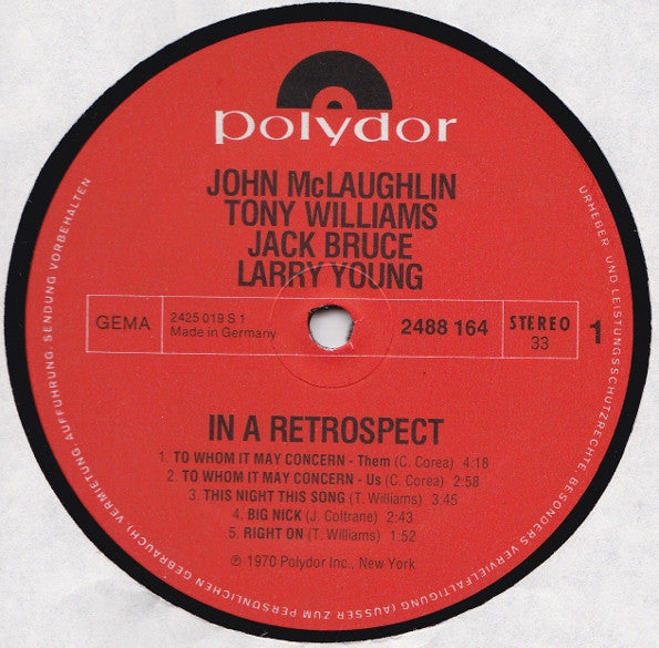 John McLaughlin Featuring The Tony Williams Lifetime : In Retrospect (2xLP, Comp)