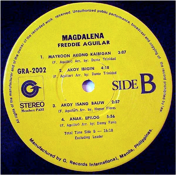 Freddie Aguilar : Magdalena (LP, Album)