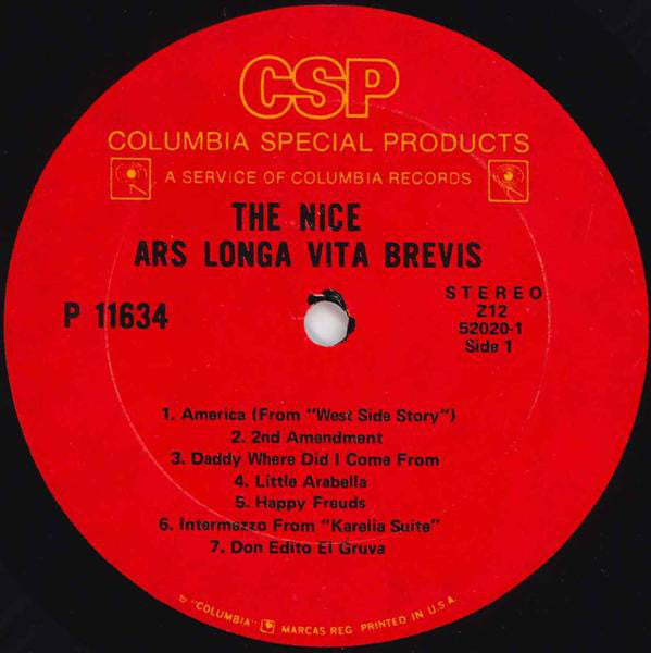 The Nice : Ars Longa Vita Brevis (LP, Album, RE)