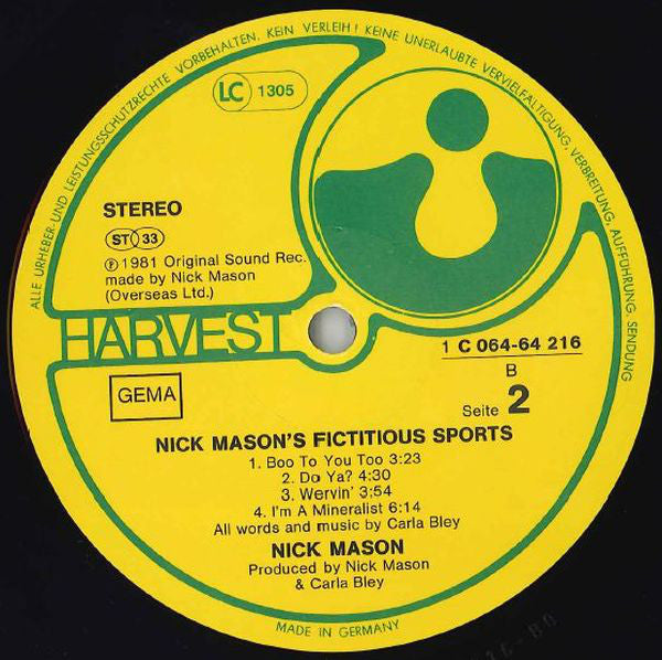 Nick Mason : Nick Mason's Fictitious Sports (LP, Album)