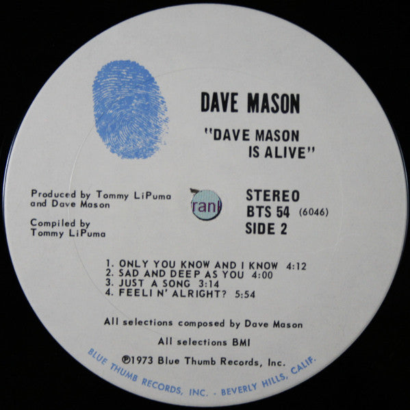 Dave Mason : Dave Mason Is Alive! (LP, Album)