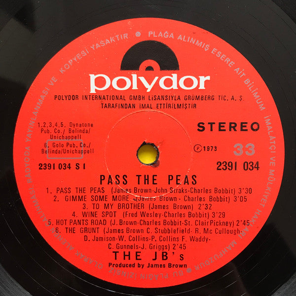 The J.B.'s : Pass The Peas (LP, Album)