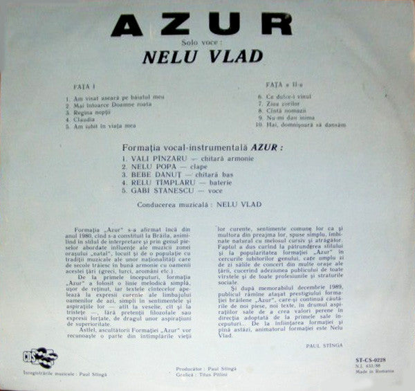 Nelu Vlad și Azur (2) : Cintece De Petrecere (LP, Album)