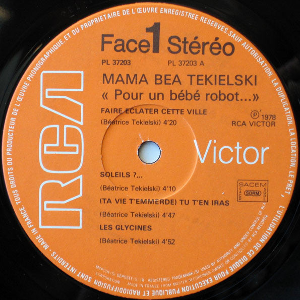 "Mama" Béa Tékielski* : Pour Un Bébé-Robot ... (LP, Album)