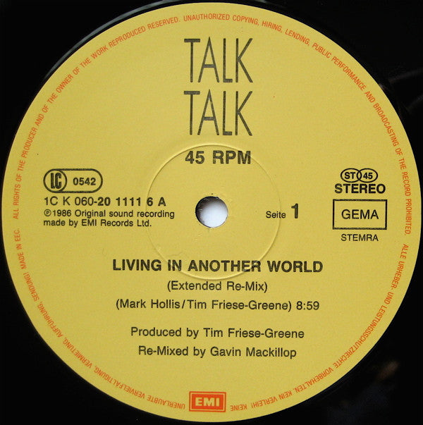 Talk Talk : Living In Another World (12", Maxi)