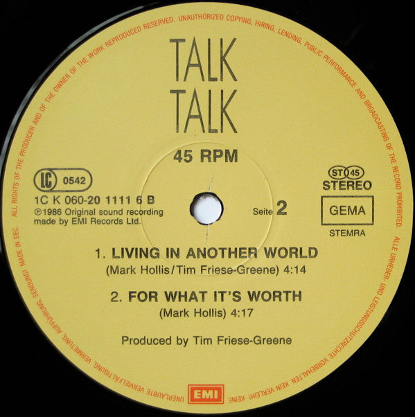 Talk Talk : Living In Another World (12", Maxi)