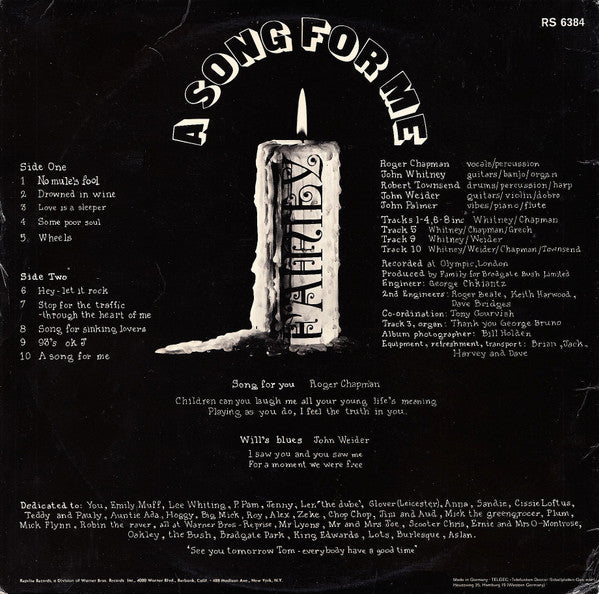 Family (6) : A Song For Me (LP, Album, Gat)