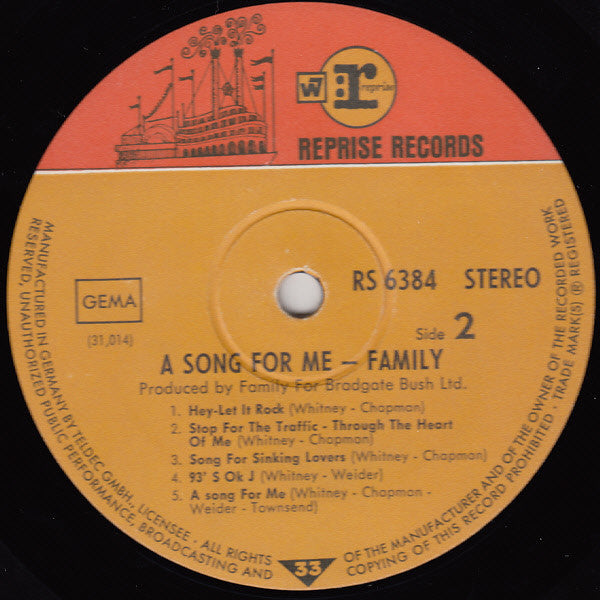 Family (6) : A Song For Me (LP, Album, Gat)