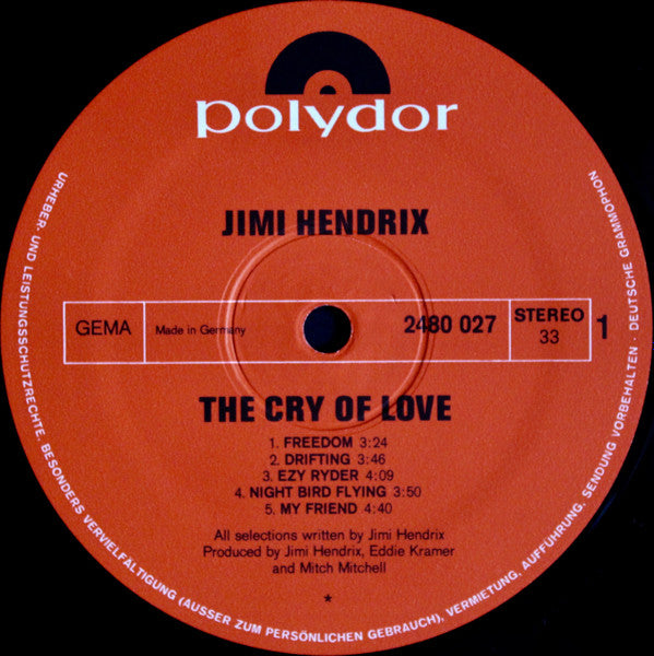 Jimi Hendrix : The Cry Of Love (LP, Album)