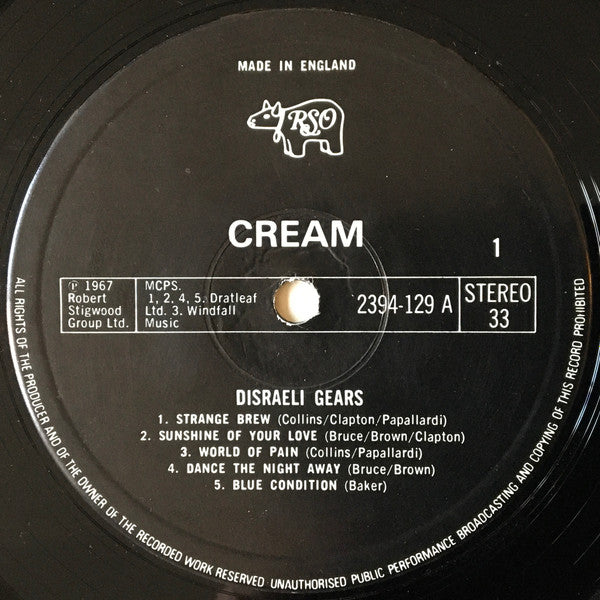 Cream (2) : Disraeli Gears (LP, Album, RE, Bla)
