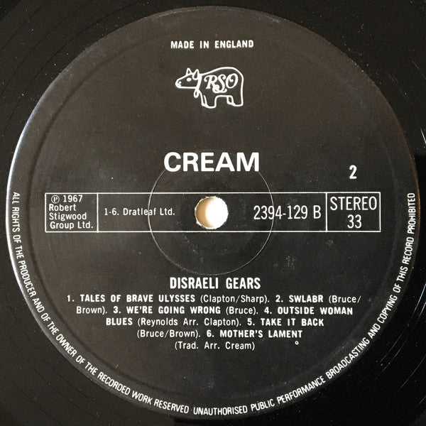 Cream (2) : Disraeli Gears (LP, Album, RE, Bla)