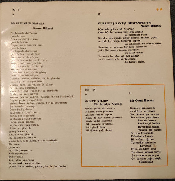 Ruhi Su : Uyuriken Uyardılar / Yine Bir Gariplik Düştü Serime (7", Single)