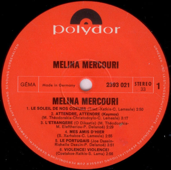 Melina Mercouri : Je Suis Grecque (LP, Album)