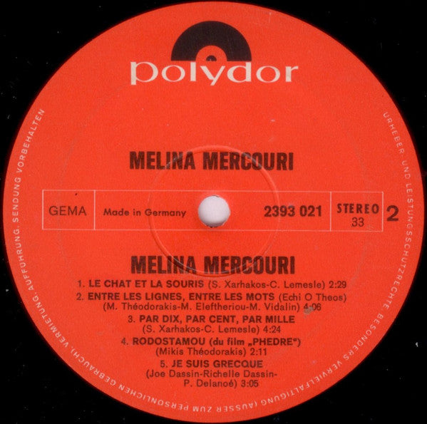 Melina Mercouri : Je Suis Grecque (LP, Album)