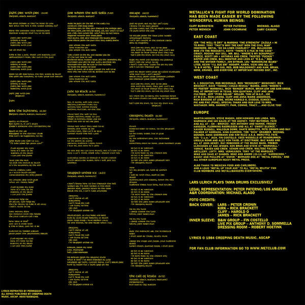Metallica : Ride The Lightning (2x12", Album, RE, RM, 180)