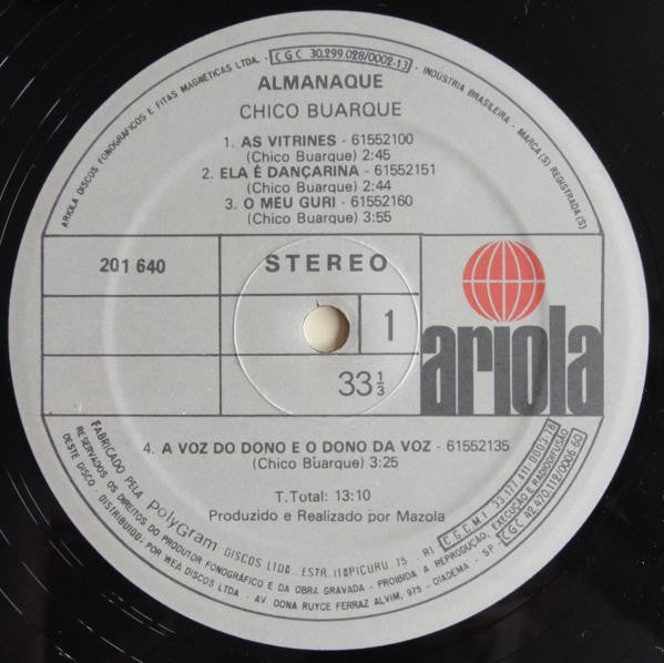 Chico Buarque : Almanaque (LP, Album)