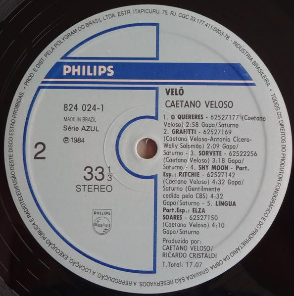 Caetano Veloso : Velô (LP, Album, Boo)