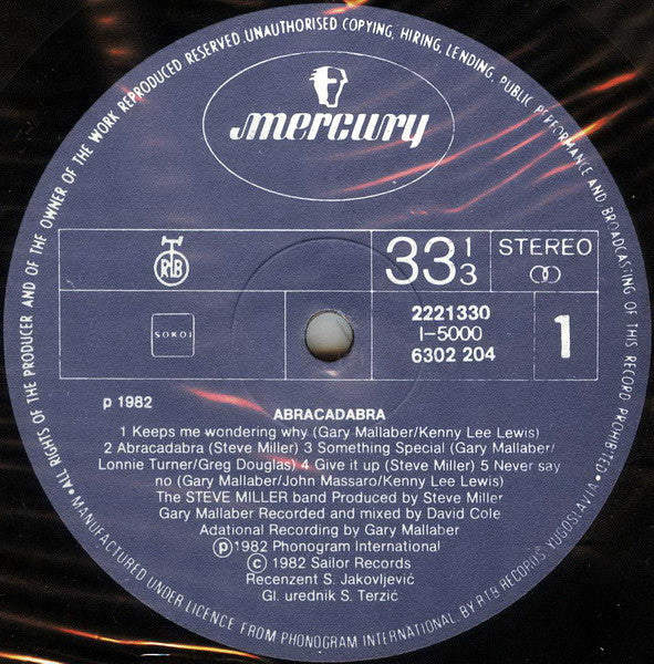 Steve Miller Band : Abracadabra (LP, Album)