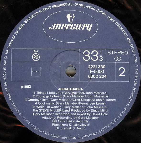 Steve Miller Band : Abracadabra (LP, Album)