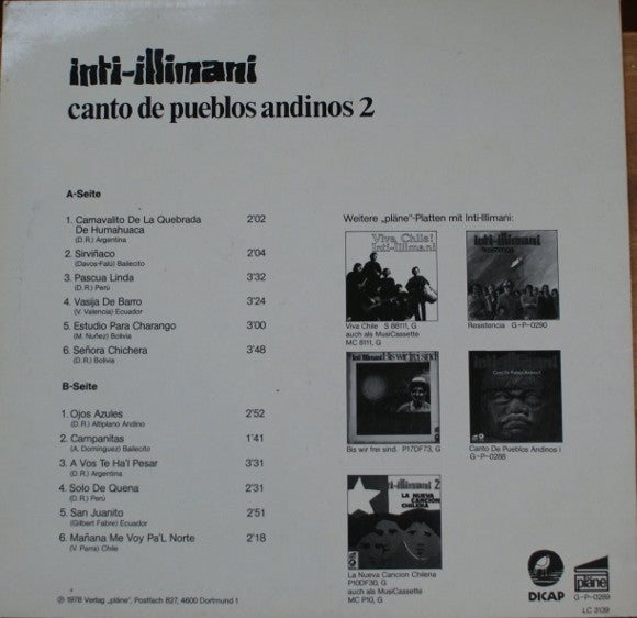 Inti Illimani : Canto De Pueblos Andinos 2 (LP, Album)