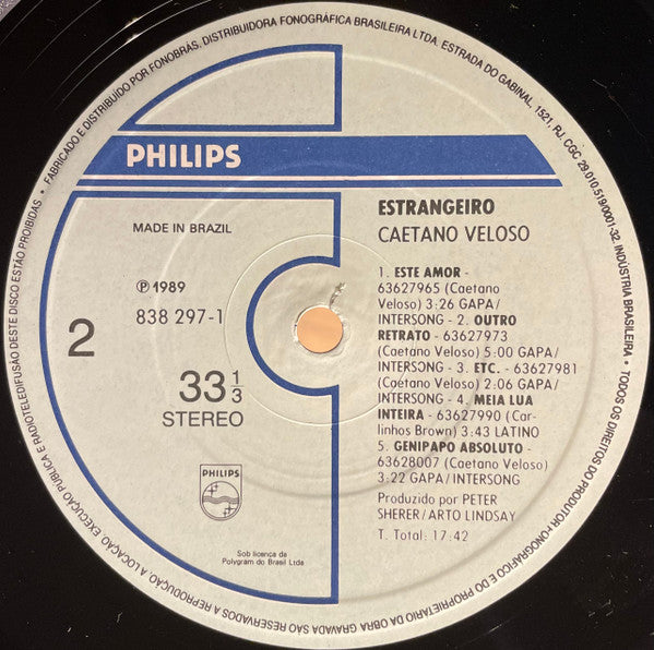 Caetano Veloso : Estrangeiro (LP, Album)