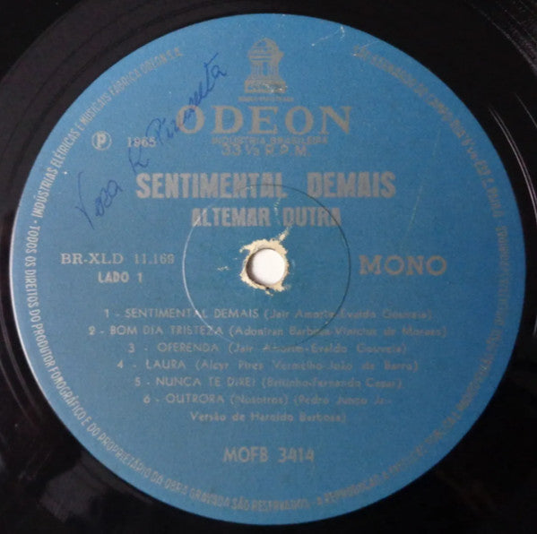 Altemar Dutra : Sentimental Demais (LP, Album, Mono, San)