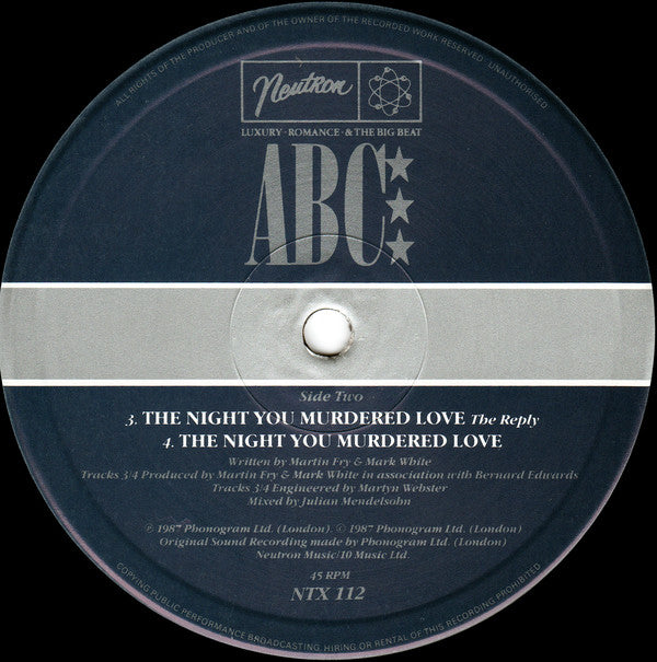 ABC Featuring Contessa Lady V : The Night You Murdered Love (12")