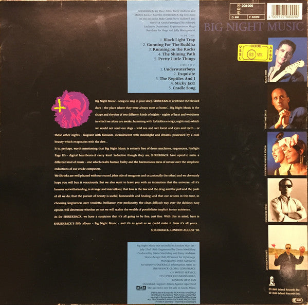 Shriekback : Big Night Music (LP, Album)