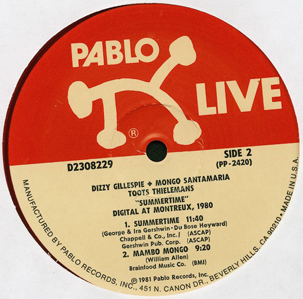 Mongo Santamaria With Dizzy Gillespie And Toots Thielemans : "Summertime" - Digital At Montreux 1980 (LP, Album, Red)