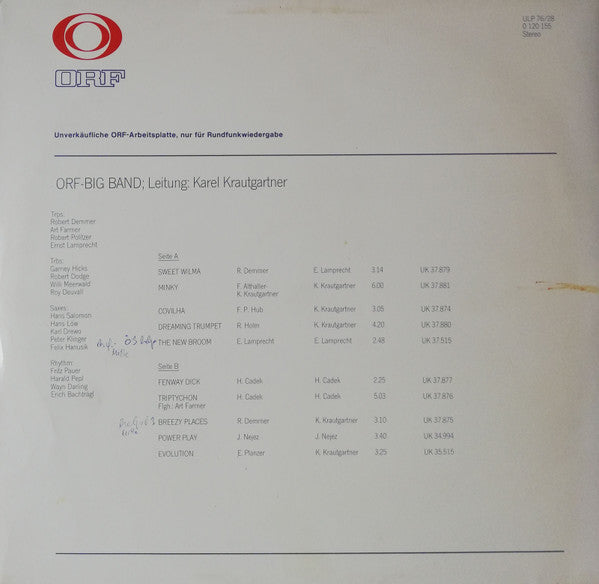 ORF Big Band ; Leitung: Karel Krautgartner : ORF Arbeitsplatte 76/28 (LP, Transcription)