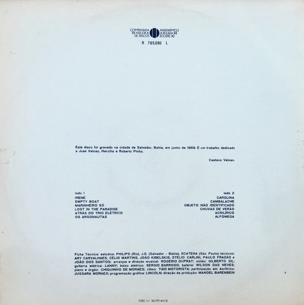 Caetano Veloso : Caetano Veloso (LP, Album, Mono, CBD)