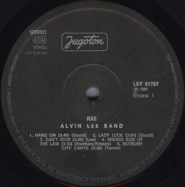 Alvin Lee : RX5 (LP, Album, Bla)