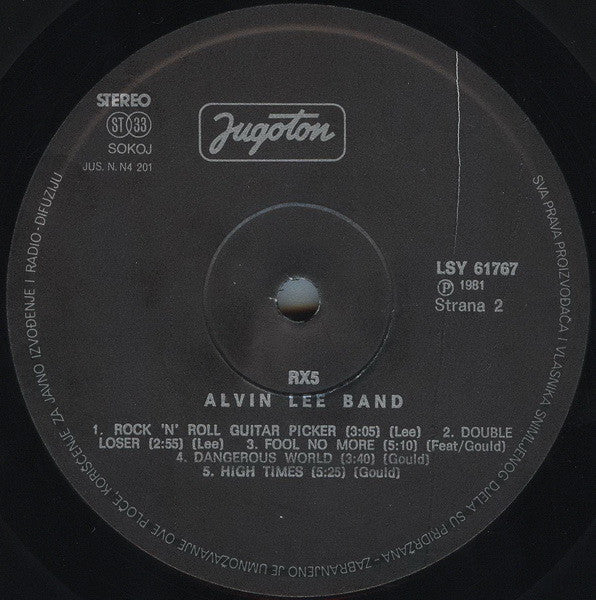 Alvin Lee : RX5 (LP, Album, Bla)