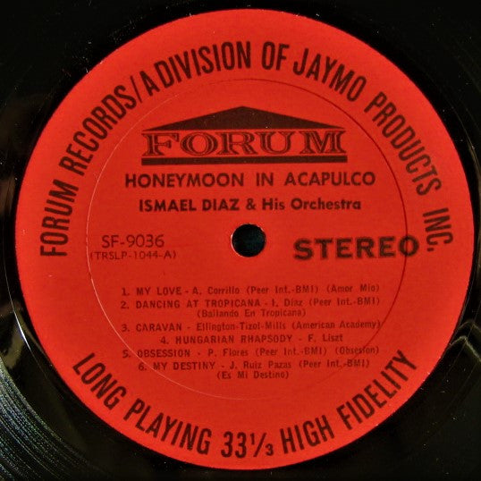 Ismael Diaz And His Orchestra : Honeymoon In Acapulco (LP, Album, RE)