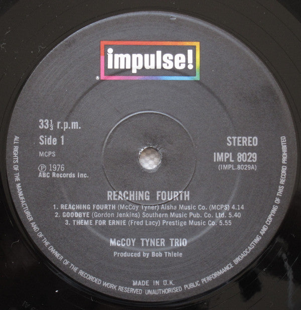 McCoy Tyner Trio With Roy Haynes And Henry Grimes : Reaching Fourth (LP, Album, RE, Gat)