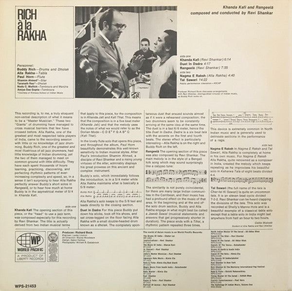 Buddy Rich And Alla Rakha : Rich À La Rakha (LP, Album, Gat)